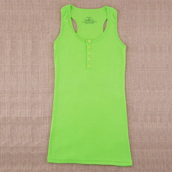1Pc Ladies Multicolor Long Sleeveless Bodycon Temperament Cotton Long T-shirt Tank Top Women Vest Tops regatas feminino