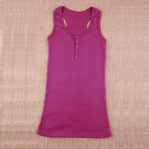 1Pc Ladies Multicolor Long Sleeveless Bodycon Temperament Cotton Long T-shirt Tank Top Women Vest Tops regatas feminino