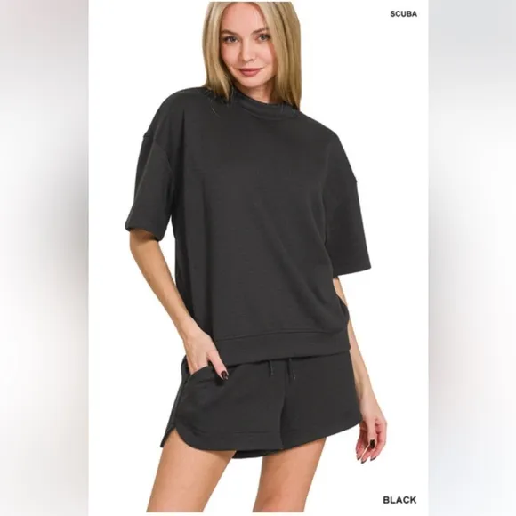 $25 99 ❤️Zenana SCUBA SHORT SLEEVE &amp;DOLPHIN SHORTS SET