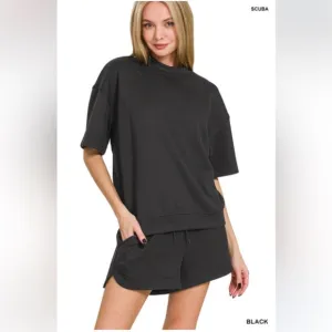 $25 99 ❤️Zenana SCUBA SHORT SLEEVE &amp;DOLPHIN SHORTS SET