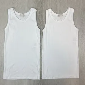Alexander McQueen Womens White Ribbed Tank Tops Size XL (2 x Items)