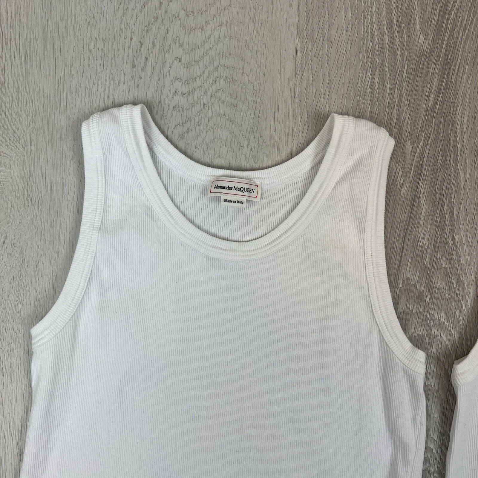 Alexander McQueen Womens White Ribbed Tank Tops Size XL (2 x Items)