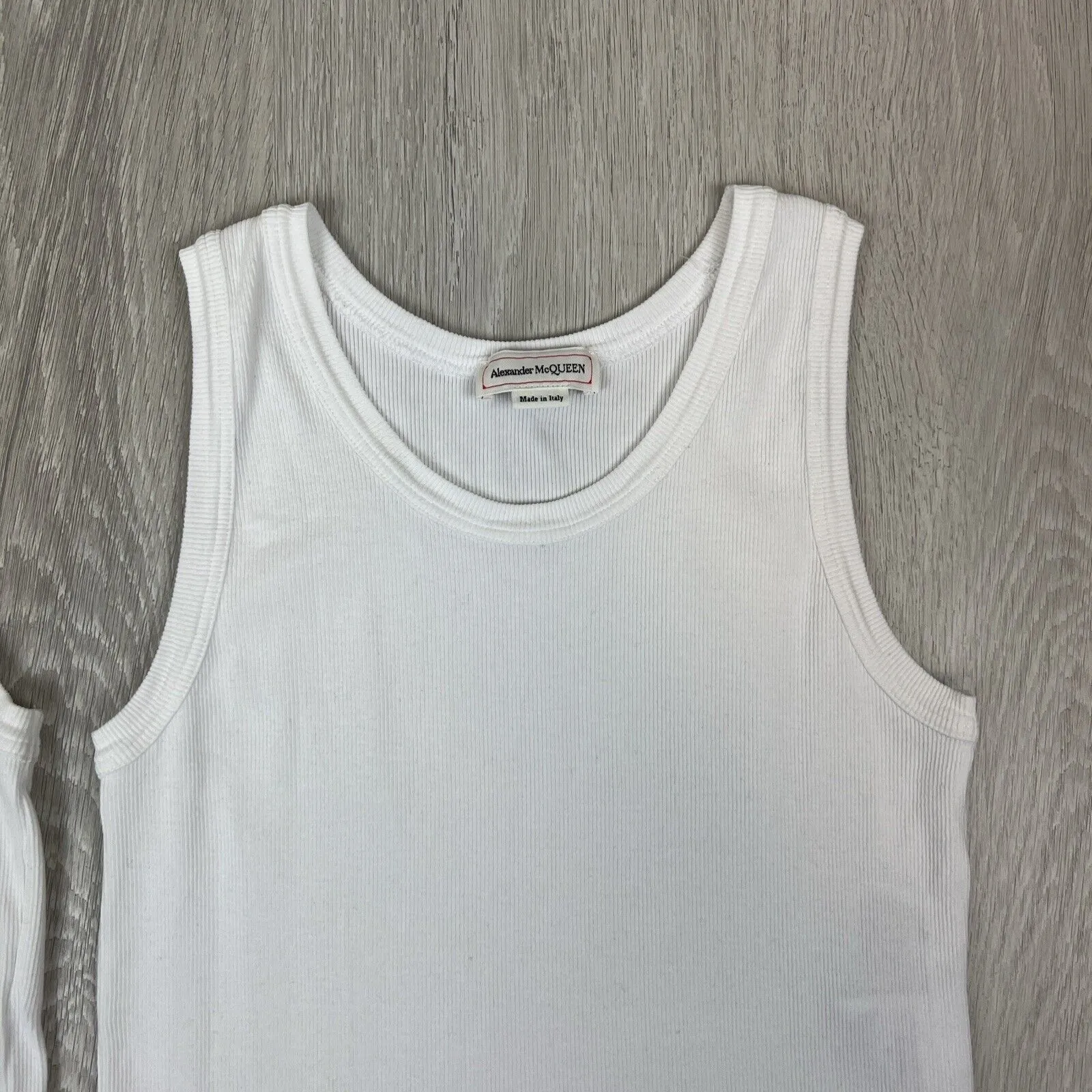 Alexander McQueen Womens White Ribbed Tank Tops Size XL (2 x Items)