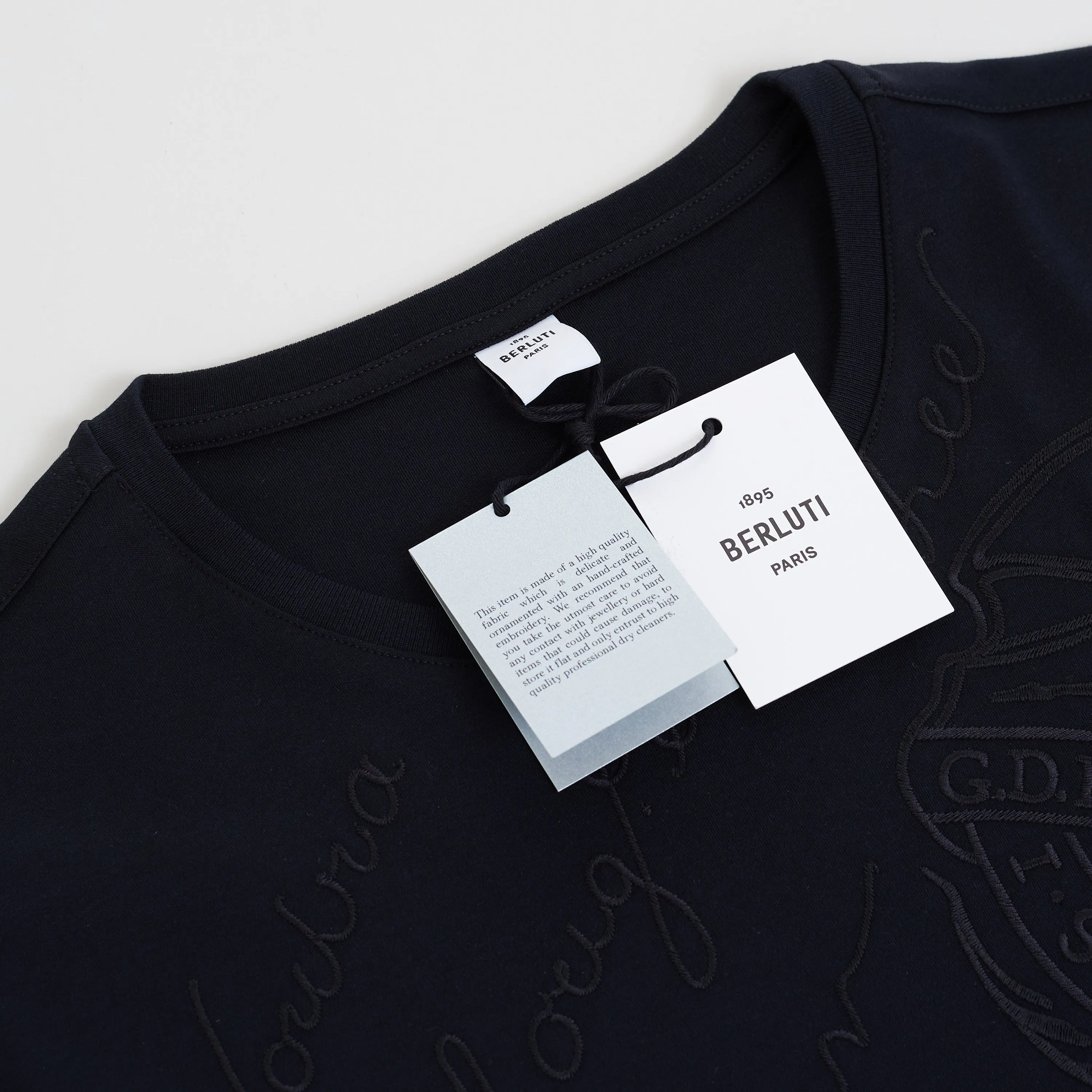 All-Over Embroidered Scritto T-Shirt In Black Cotton