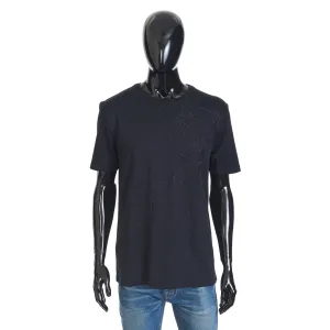 All-Over Embroidered Scritto T-Shirt In Black Cotton