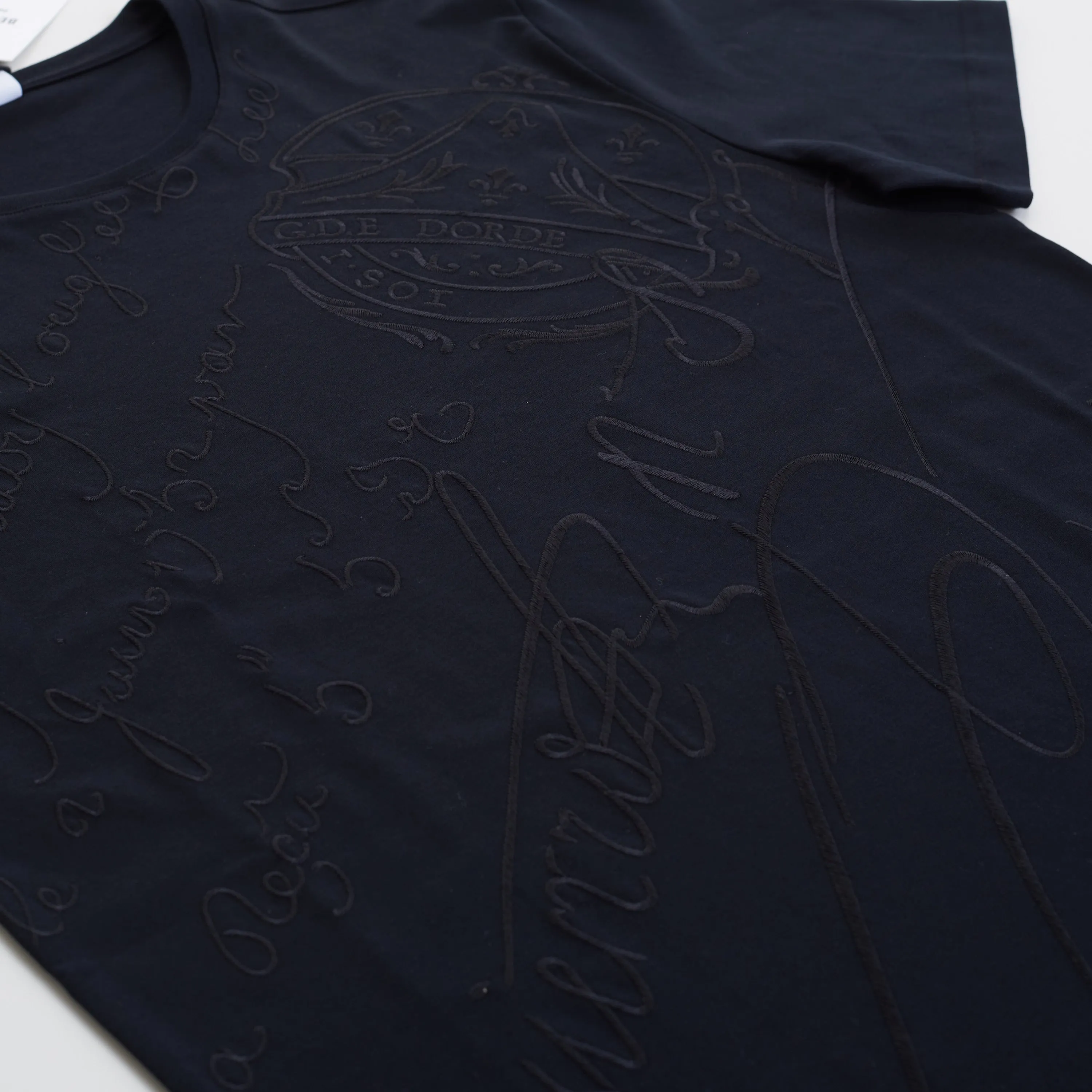 All-Over Embroidered Scritto T-Shirt In Black Cotton