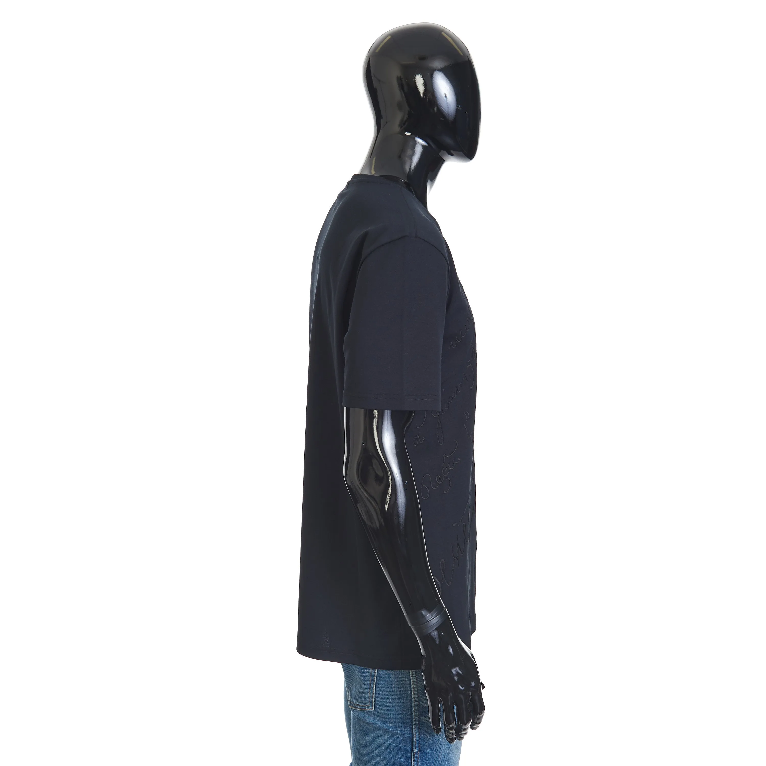 All-Over Embroidered Scritto T-Shirt In Black Cotton