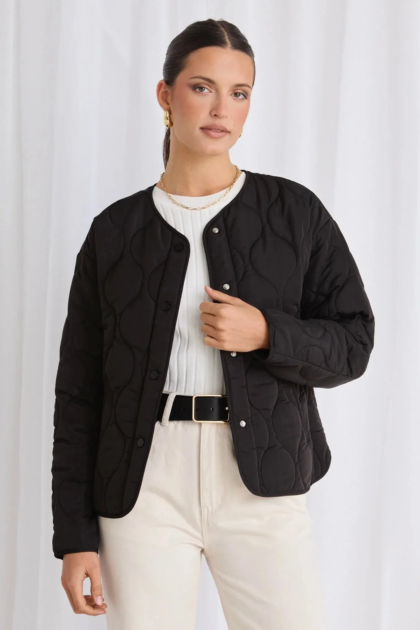 Apex Collarless Puffer - Black