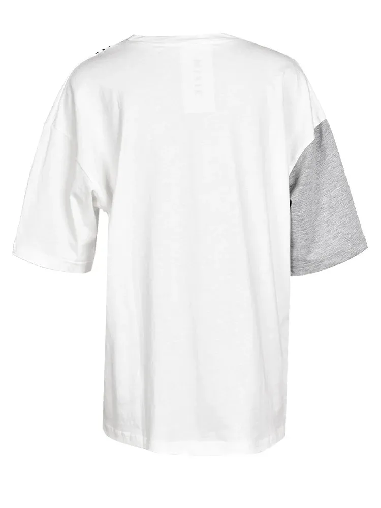 Asymmetric Striped Casual T-shirt Half Sleeve