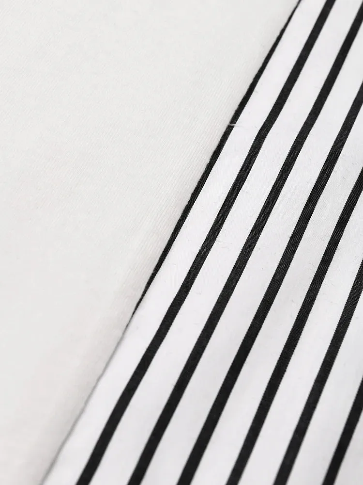 Asymmetric Striped Casual T-shirt Half Sleeve