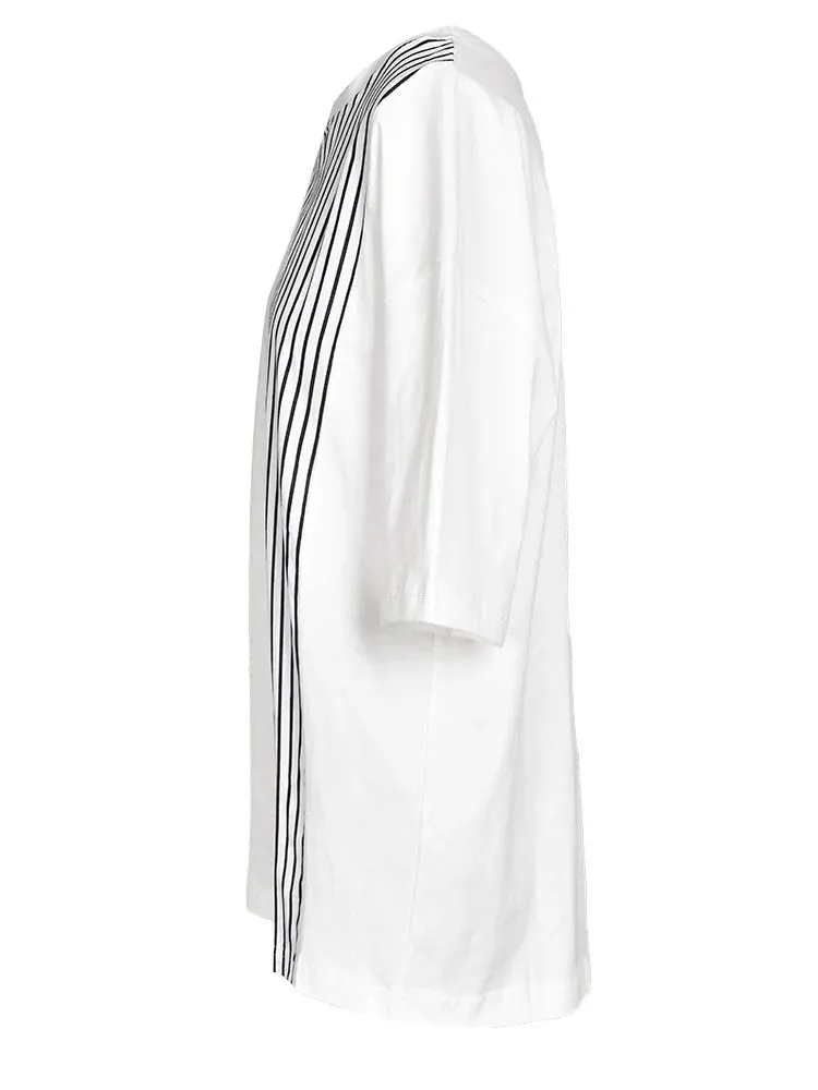 Asymmetric Striped Casual T-shirt Half Sleeve