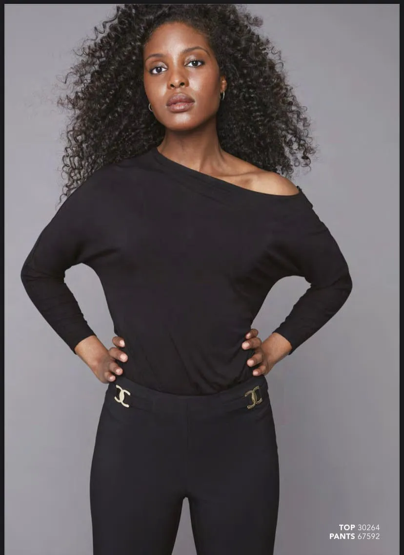 Bamboo Knit Off-the-Shoulder Long Sleeve Top
