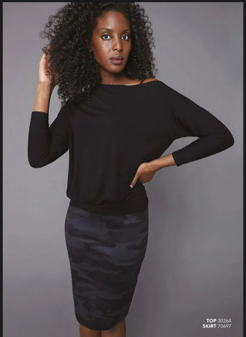 Bamboo Knit Off-the-Shoulder Long Sleeve Top