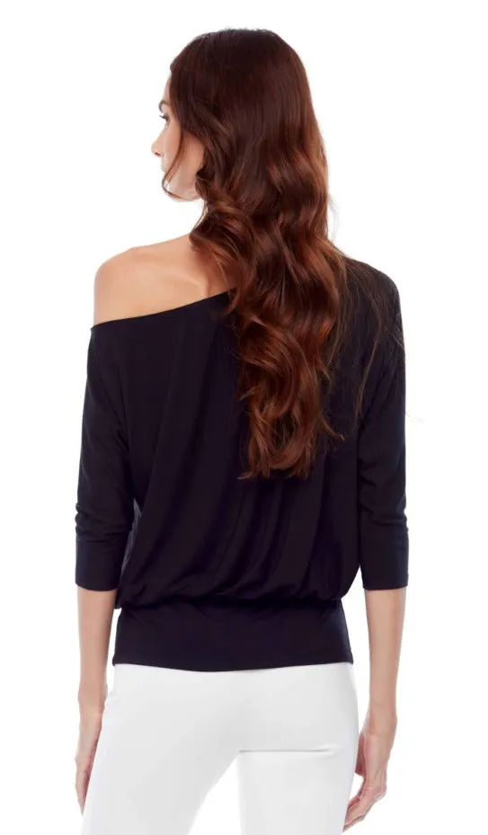 Bamboo Knit Off-the-Shoulder Long Sleeve Top