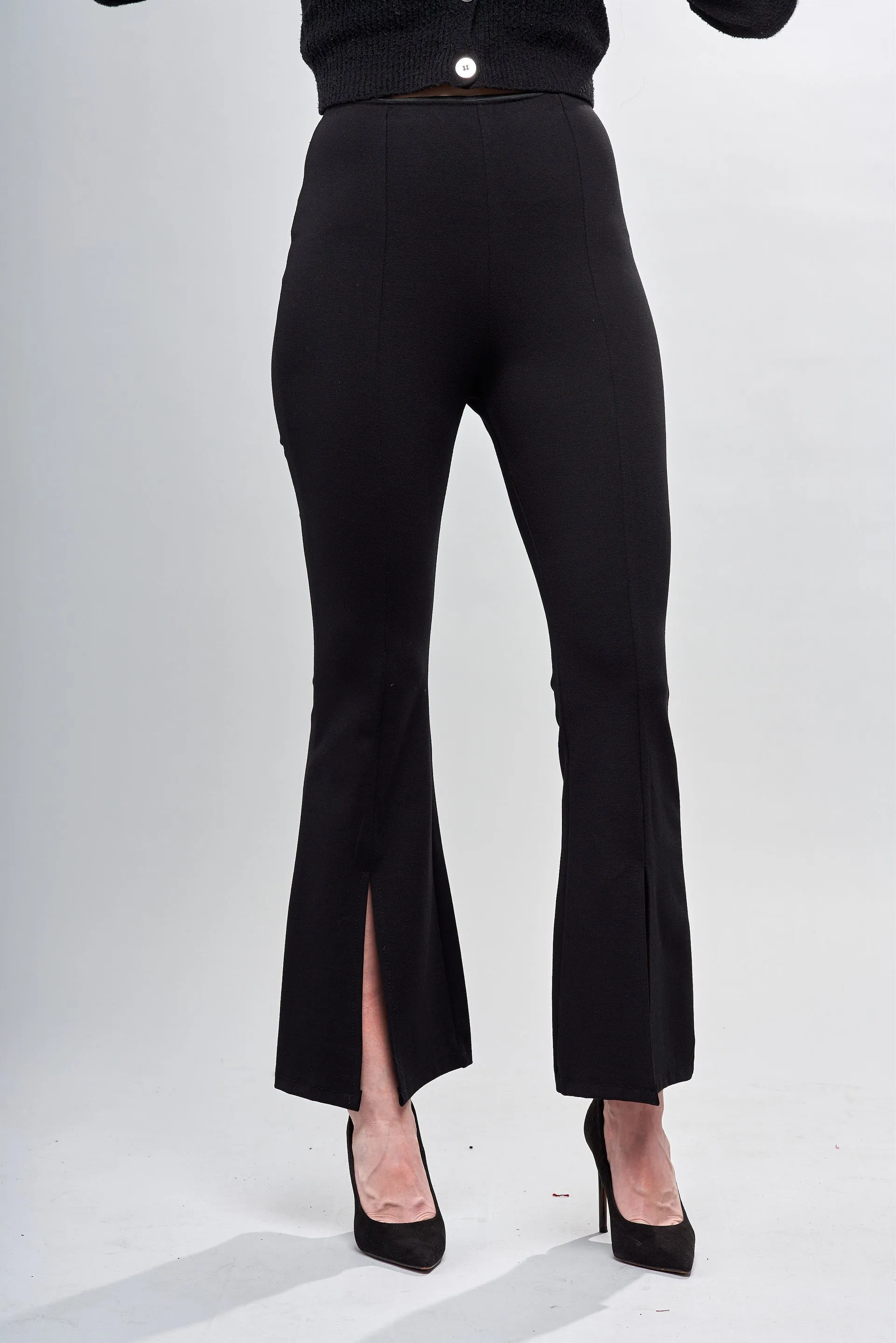 BCP8987 Solid Scuba Flared Pants