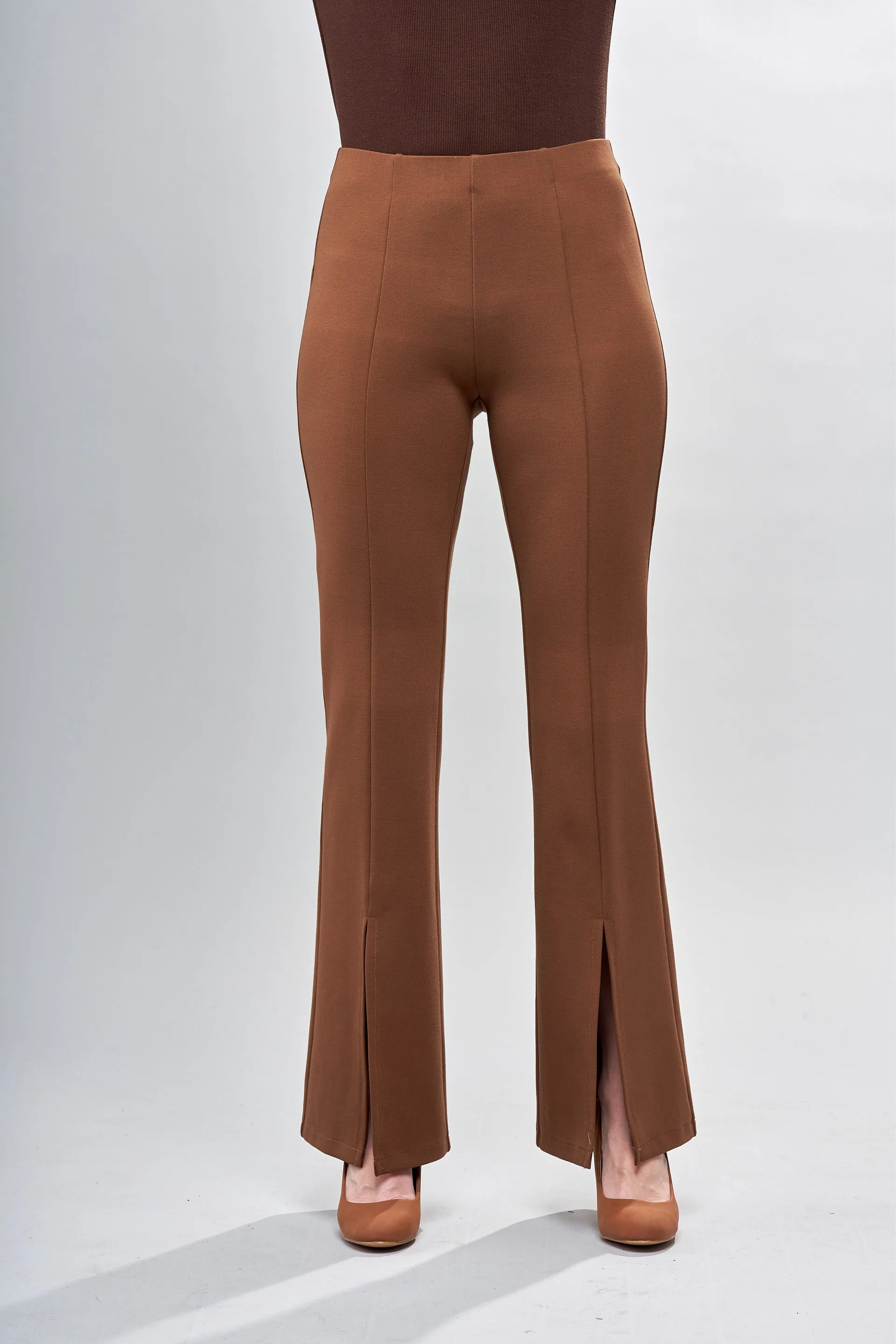 BCP8987 Solid Scuba Flared Pants