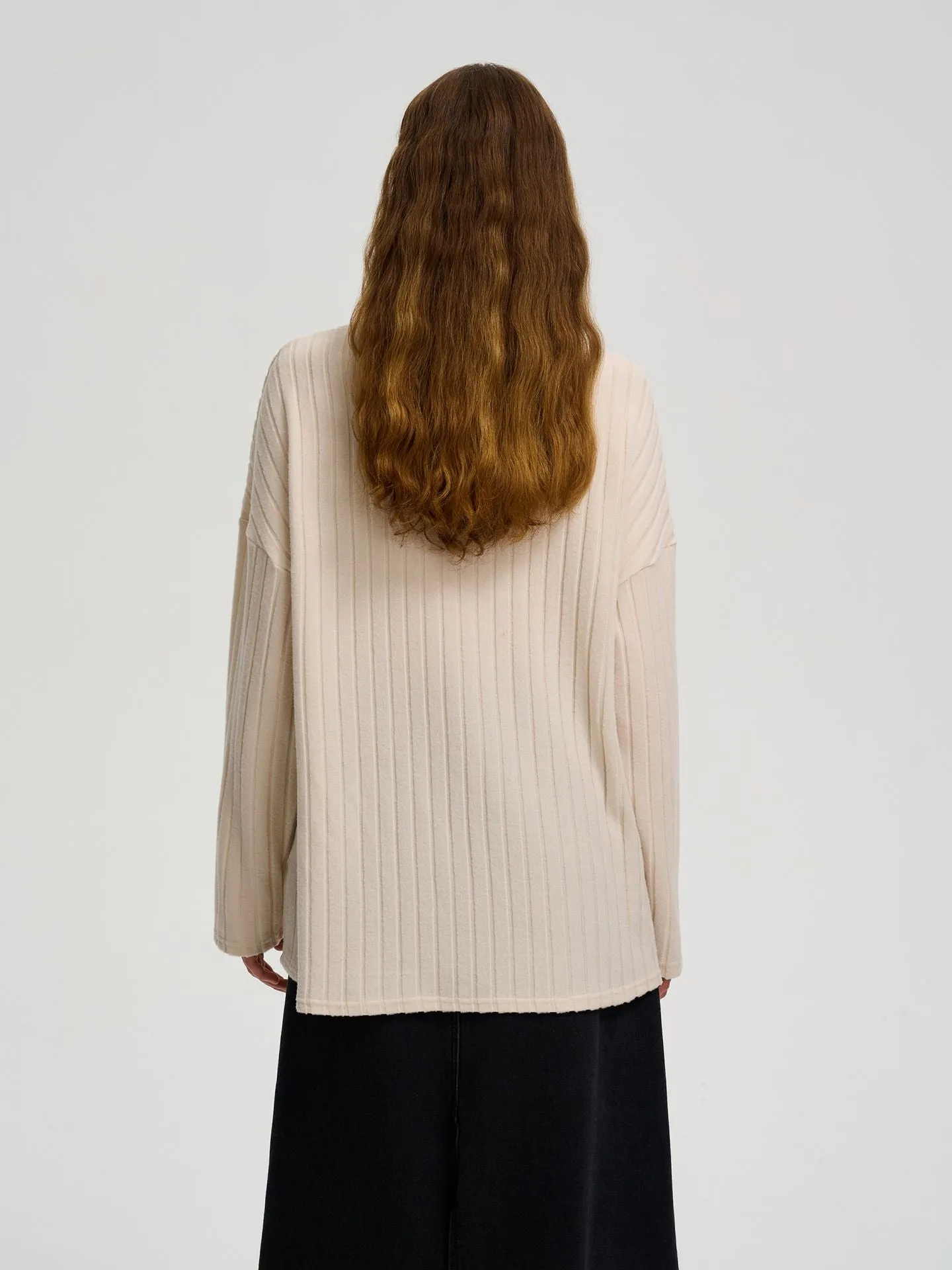 Beige Full Sleeve Knit Top