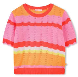 Billieblush Coral Knit Striped Top