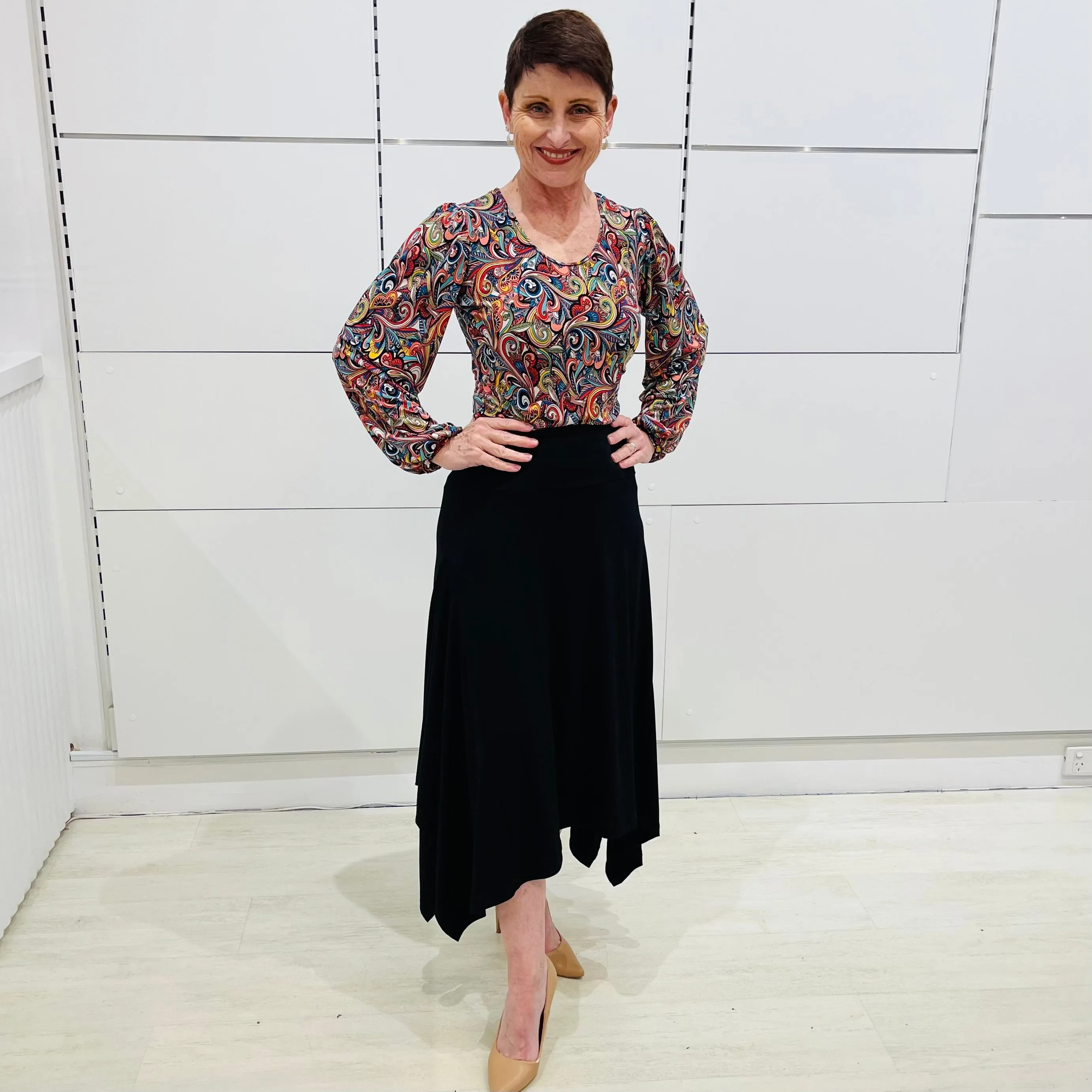 Black Handkerchief Hemline Skirt