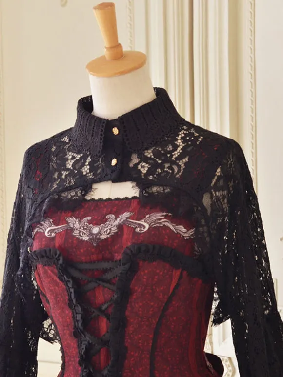 Black Lolita Cover-ups Lace Top Polyester Cover-Up Lolita Outwears