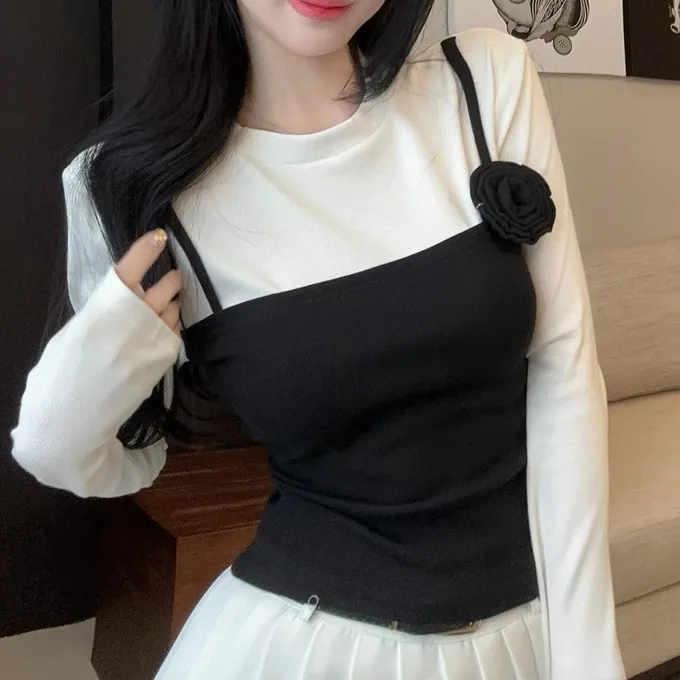 Black Rosette Detailed Top