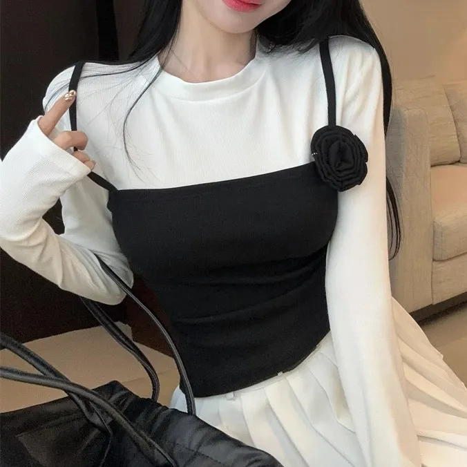 Black Rosette Detailed Top