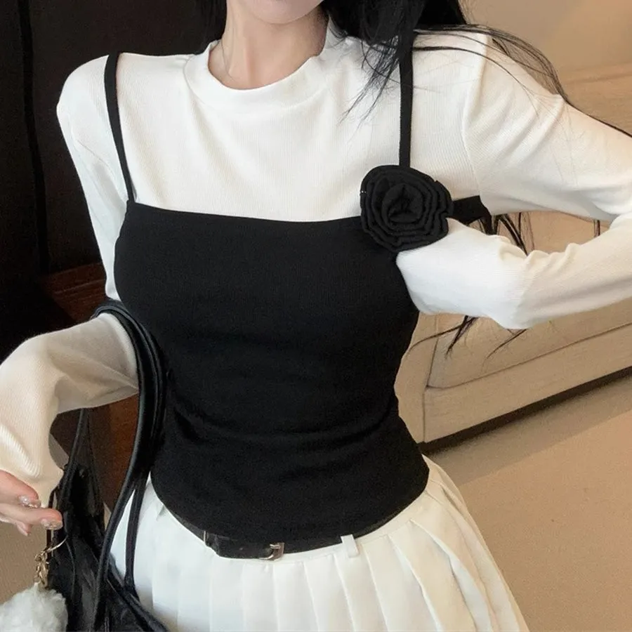 Black Rosette Detailed Top
