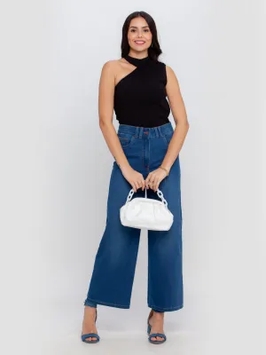 Black Solid Off Shoulder Top