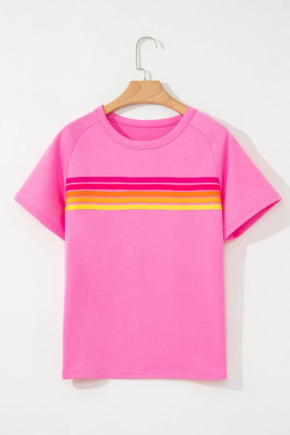 Bonbon Striped Patch Front Casual Tee