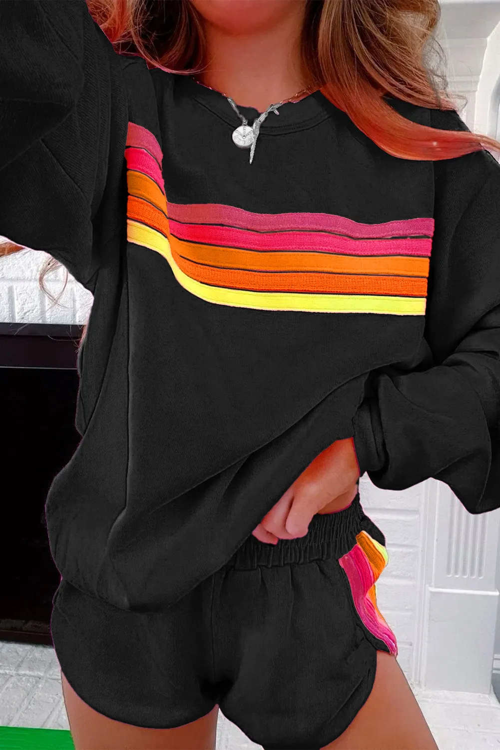 Bonbon Striped Patch Front Casual Tee