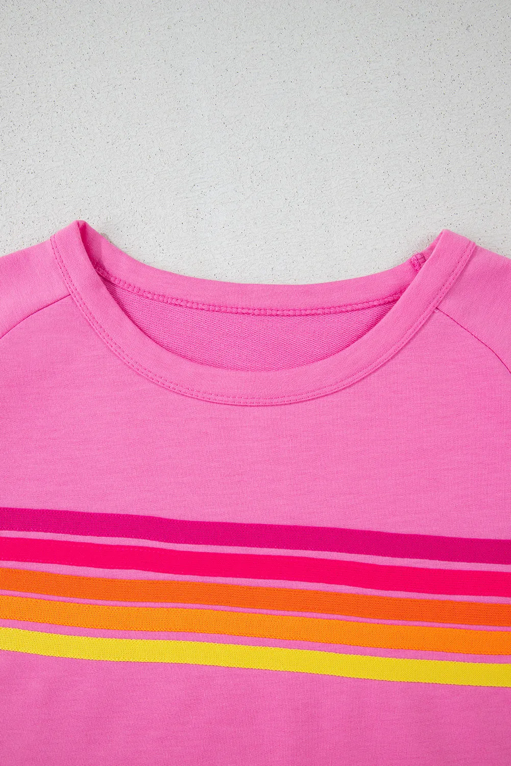 Bonbon Striped Patch Front Casual Tee