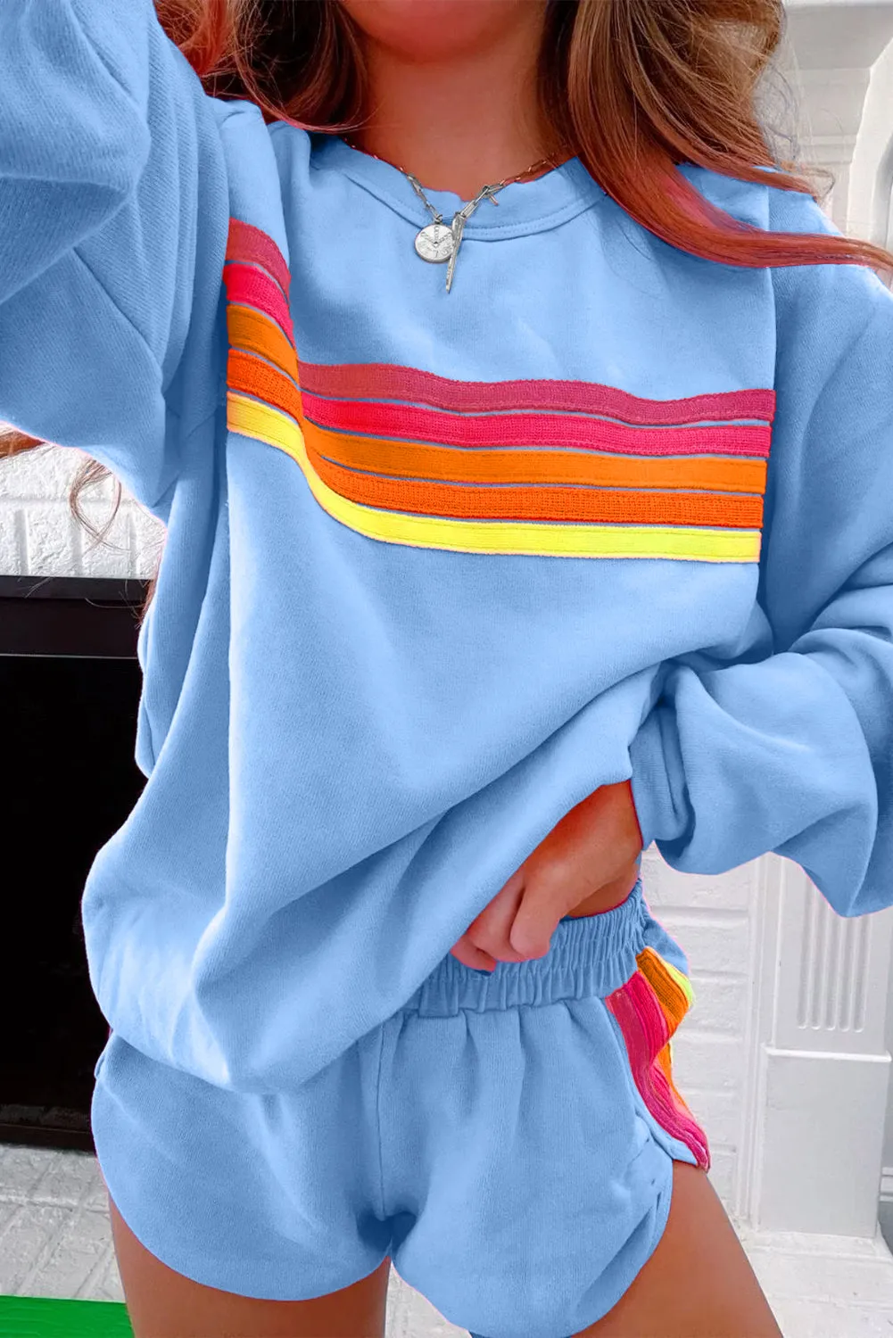 Bonbon Striped Patch Front Casual Tee