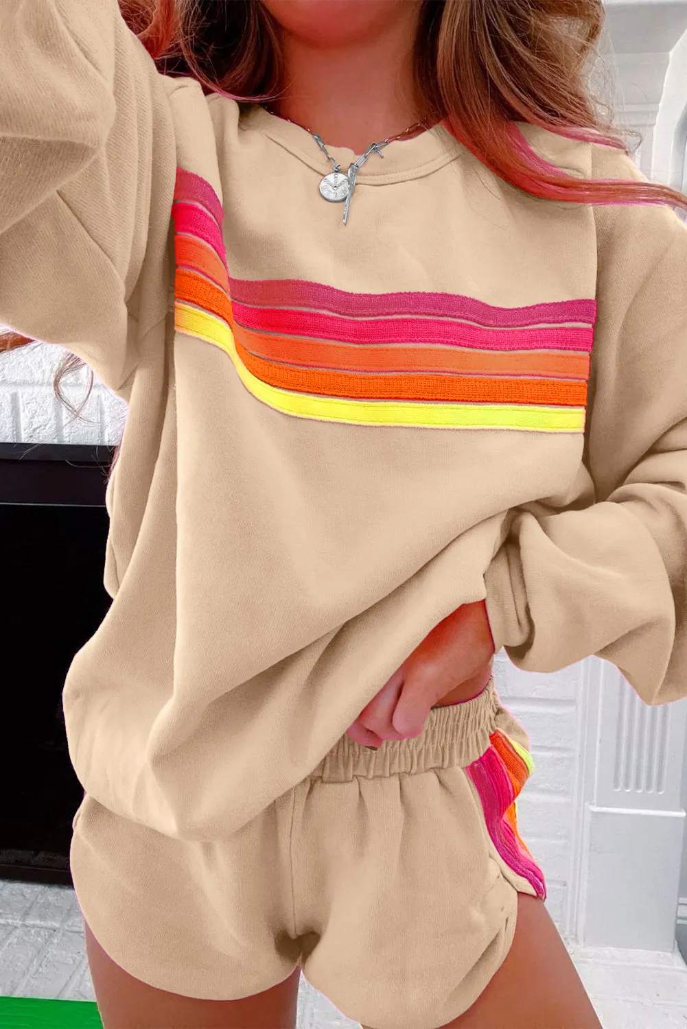 Bonbon Striped Patch Front Casual Tee