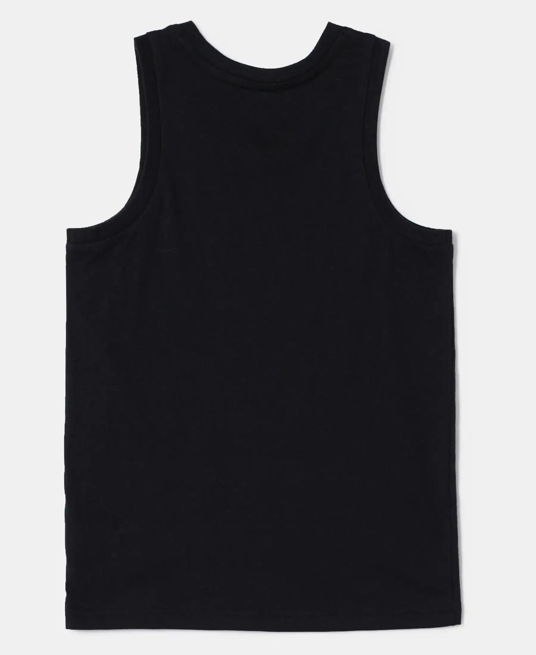 Boy's Super Combed Cotton Graphic Printed Tank Top - Black