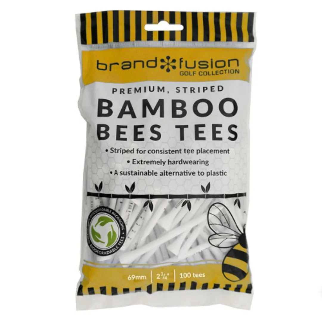Brand Fusion 69mm Striped Bamboo Bees Tees Large Pack
