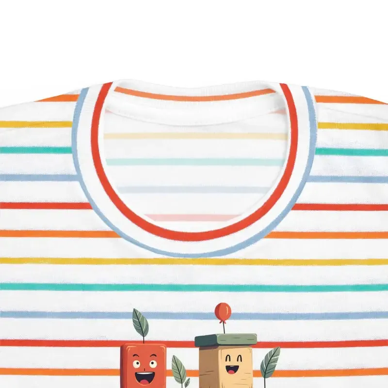 Building Blocks Tee with Playful Cartoon Faces