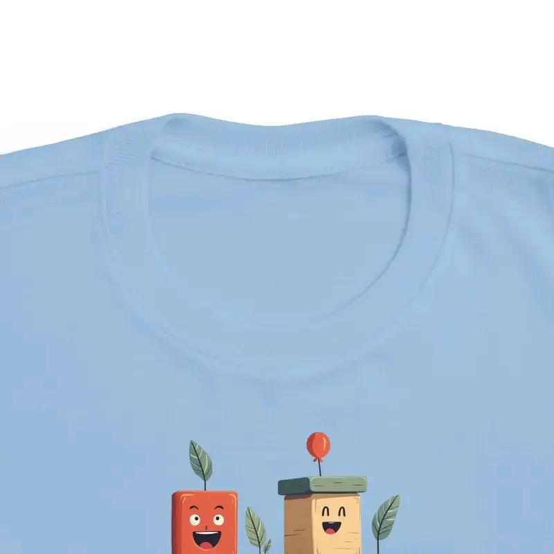 Building Blocks Tee with Playful Cartoon Faces
