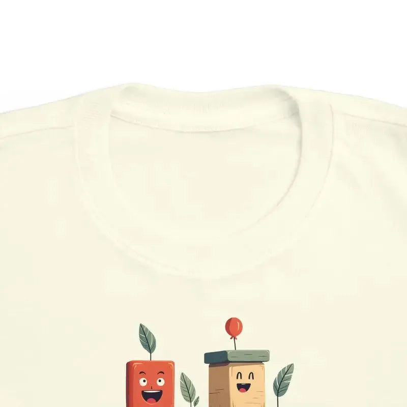 Building Blocks Tee with Playful Cartoon Faces