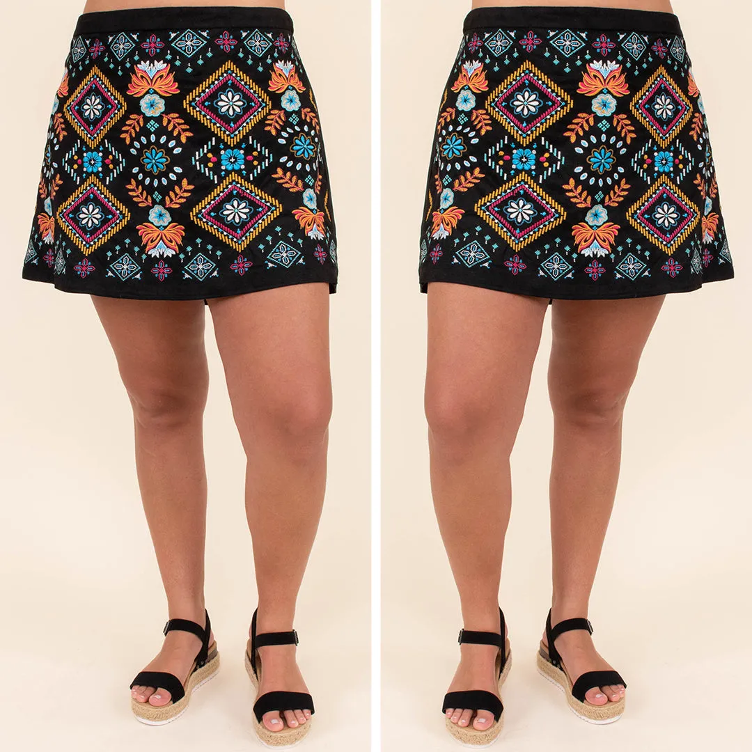 Catch My Heart Skirt, Black Multi