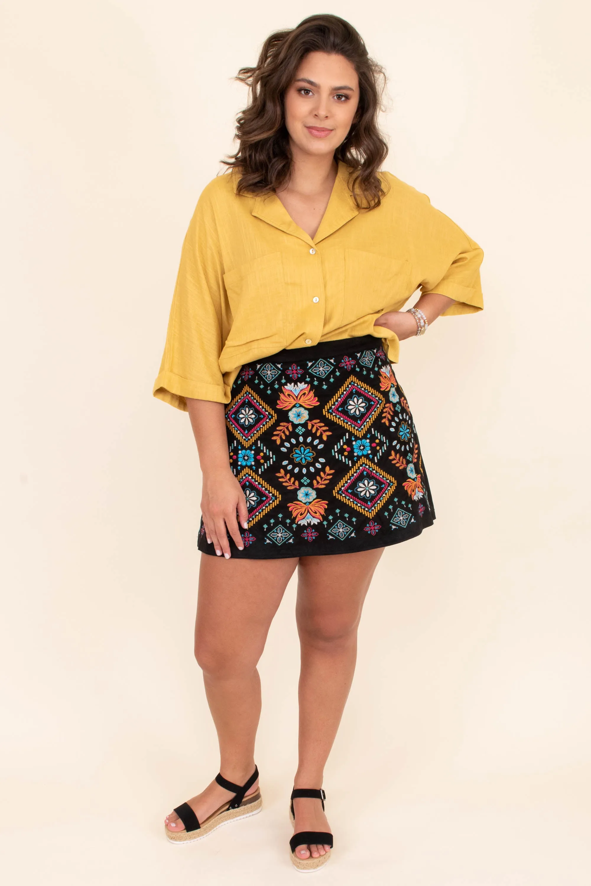 Catch My Heart Skirt, Black Multi