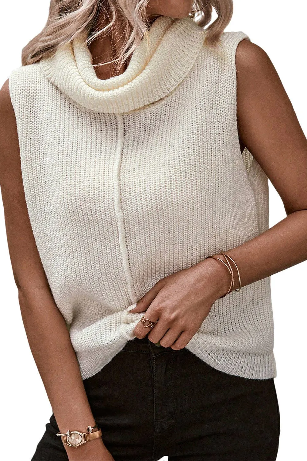 Central Seam Cowl Neck Sweater