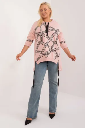Chic Asymmetrical Plus Size Blouse – Rhinestone Detail, 3/4 Sleeves & Effortless Elegance