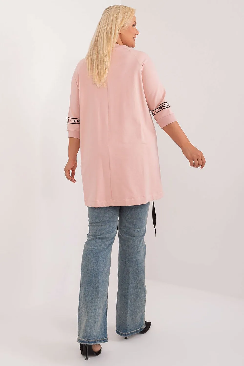 Chic Asymmetrical Plus Size Blouse – Rhinestone Detail, 3/4 Sleeves & Effortless Elegance