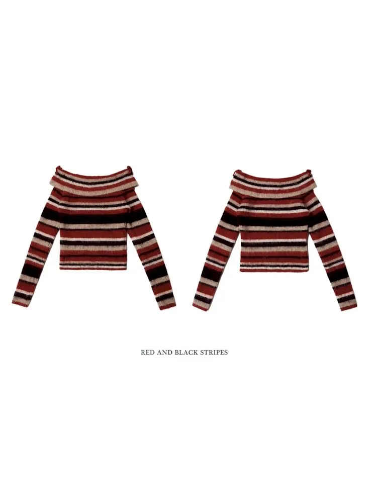 Chic One Shoulder Striped Sweater
