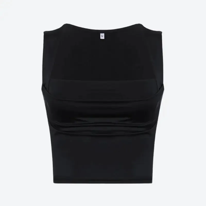 Chic Square Neck Top with Ruched Detail for Y2K Layered Looks