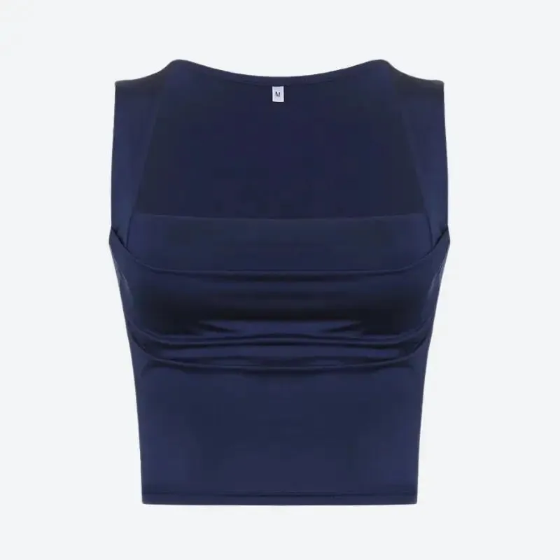 Chic Square Neck Top with Ruched Detail for Y2K Layered Looks