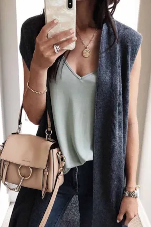 Chicindress Solid Color Mid-length Vest