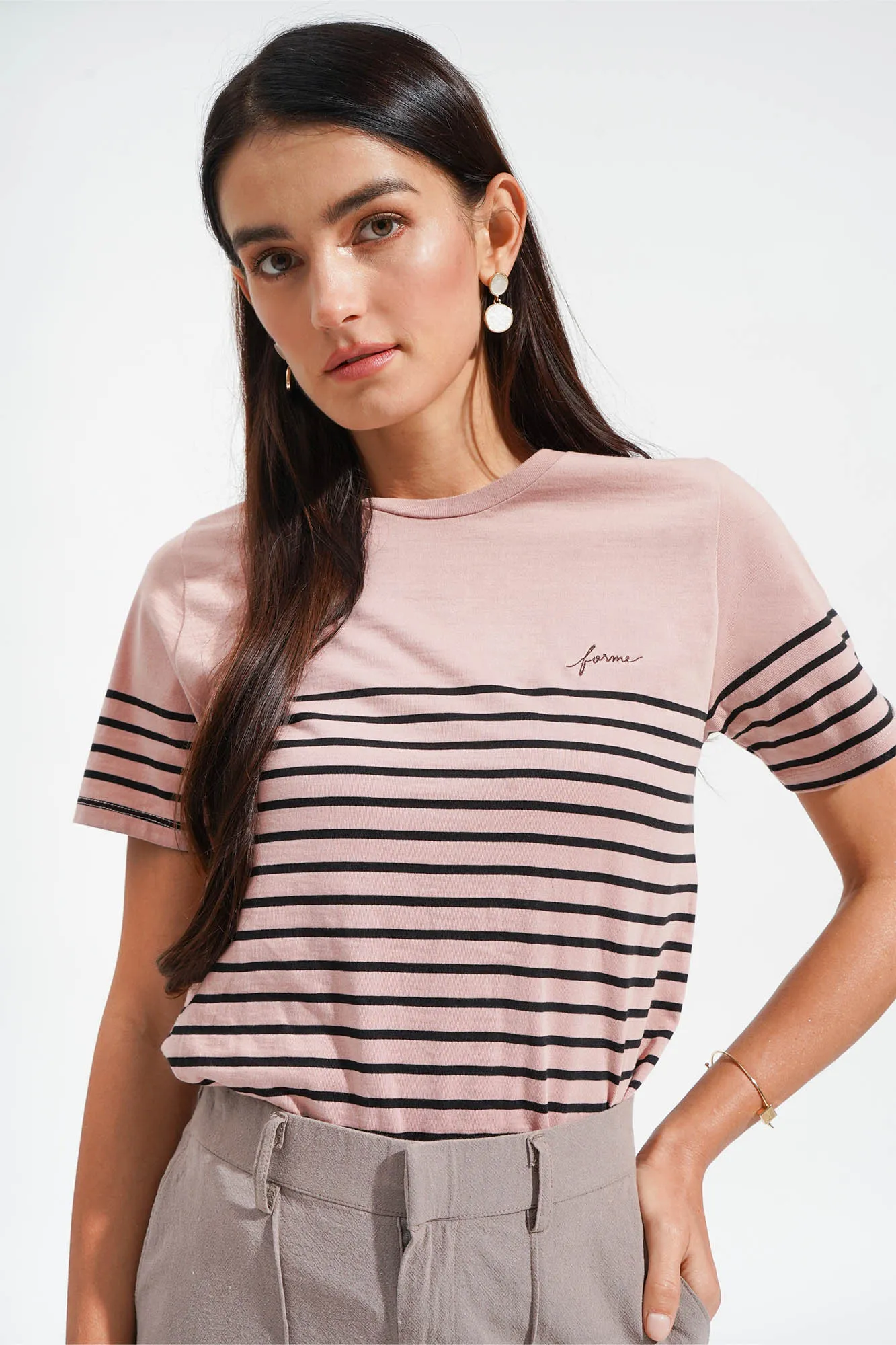 Closet Staples Logo Striped Mock Neck Tee