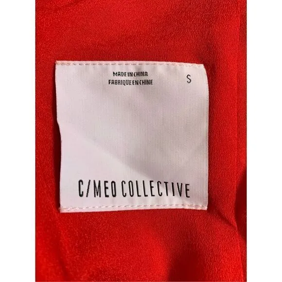 C/MEO Collective Floral Cold Shoulder Ruffle Mini Dress Red Size S