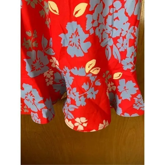 C/MEO Collective Floral Cold Shoulder Ruffle Mini Dress Red Size S